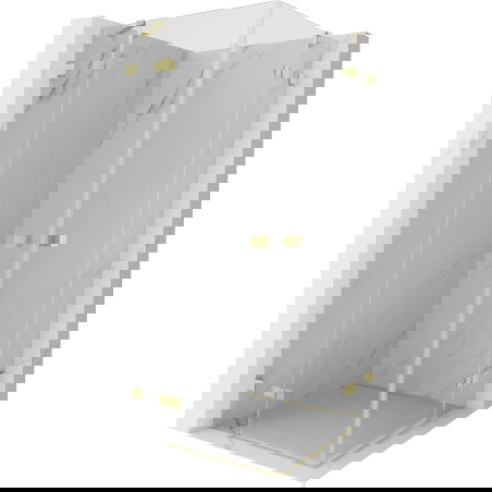 Mexen Lunar Duo sprchová kabina s otevíracími dveřmi 90 x 90 cm, transparentní, zlatý kartáčovaný - 834-090L-090P-55-00