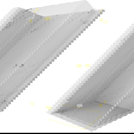 Mexen Lunar Duo sprchová zástěna otevírací levá 95 x 70 cm, transparentní, kartáčované zlato - 834-095L-070P-55-00