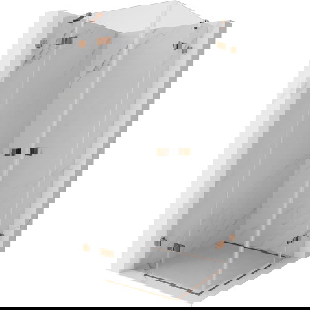 Mexen Lunar Duální sprchová kabina výkyvná 75 x 75 cm, transparentní, růžové zlato - 834-075L-075P-60-00