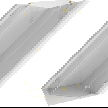 Mexen Lunar pětiúhelníkový sprchový kout s pravými otočnými dveřmi 90 x 90 cm, transparentní, matná zlatá