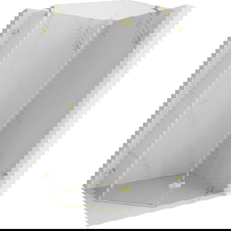 Mexen Lunar pětiúhelníková sprchová zástěna výklopná pravá 100 x 90 cm, průhledná, zlatá kartáčovaná - 831-100P-090L-55-00-P