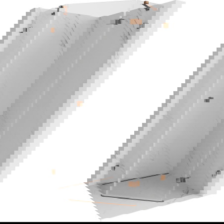 Mexen Lunar rohová sprchová kabina s otočnými dveřmi pravá 80 x 80 cm, transparentní, růžové zlato