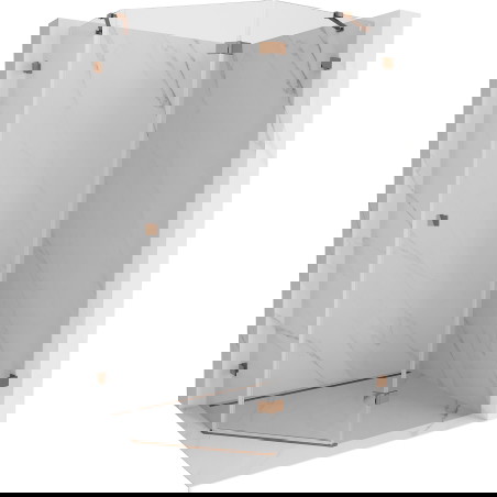 Mexen Lunar pentagonální sprchový kout s pravými otočnými dveřmi 90 x 80 cm, transparentní, růžové zlato