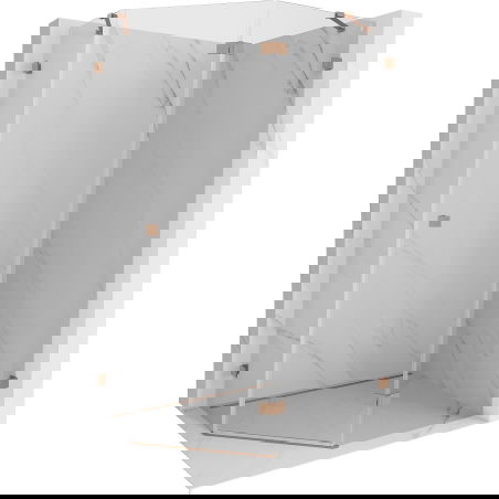 Mexen Lunar pentagonální sprchový kout pravostranný 100 x 90 cm, transparentní, kartáčovaná měď - 831-100P-090L-65-00-P