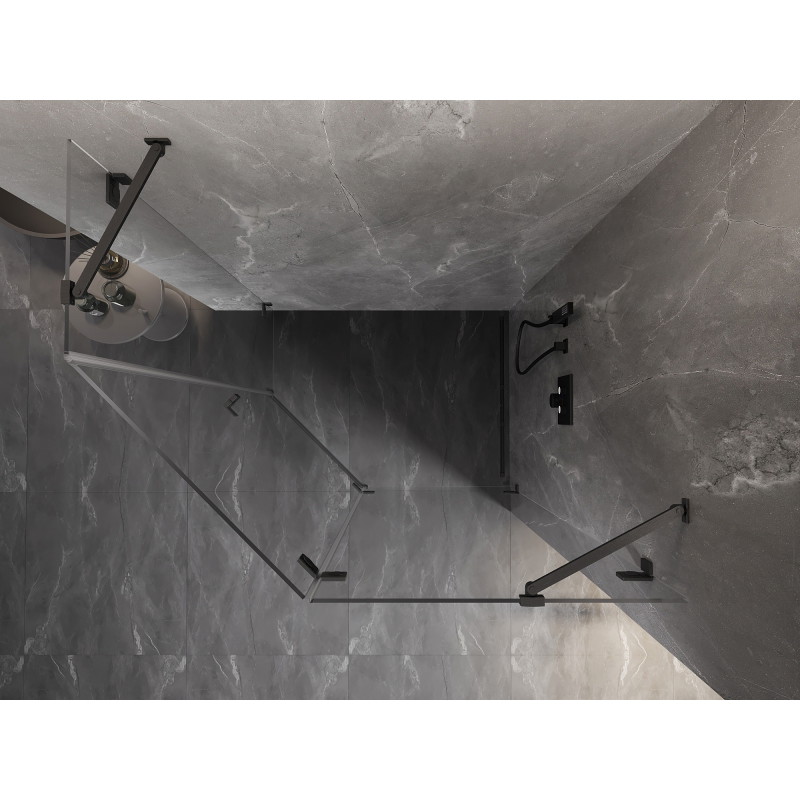 Mexen Lunar sprchová kabina pětiúhelníková otevírací pravá 100 x 80 cm, transparentní, gun gray kartáčovaná