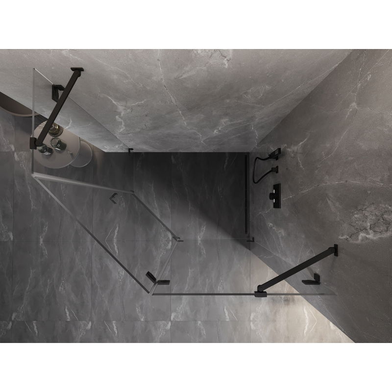 Mexen Lunar pětiúhelníková sprchová kabina pravá 100 x 80 cm, průhledná, černá - 831-100P-080L-70-00-P