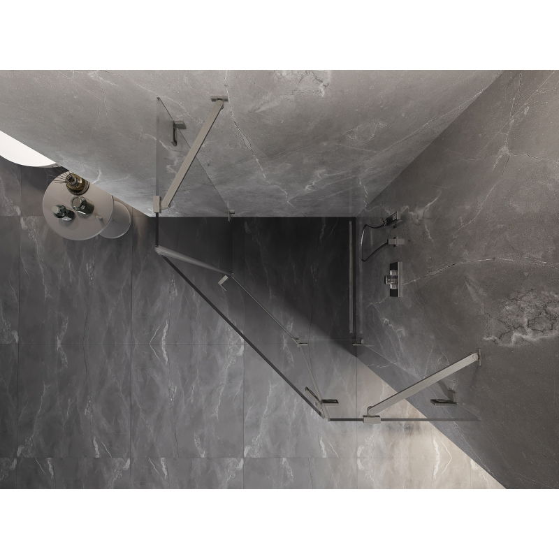 Mexen Lunar pravoúhlá sprchová kabina pravostranná 90 x 90 cm, transparentní, kartáčovaný nikl - 831-090P-090L-97-00-P