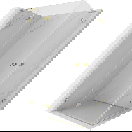 Mexen Lunar L Duo sprchový kout s otočnými dveřmi vlevo 115 x 110 cm, průhledný, zlatý - 834L-115L-110P-50-00