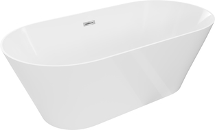 Mexen Luna Slim volně stojící vana 170 x 75 cm, bílá, přepad chrom - 52041707500-01