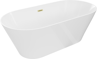 Mexen Luna Slim volně stojící vana 170 x 75 cm, bílá, přepad zlatý kartáčovaný - 52041707500-55
