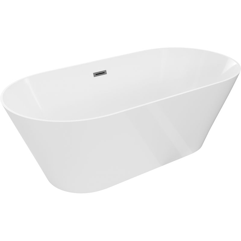 Mexen Luna Slim volně stojící vana 170 x 75 cm, bílá, přeliv gun gray kartáčovaný - 52041707500-66