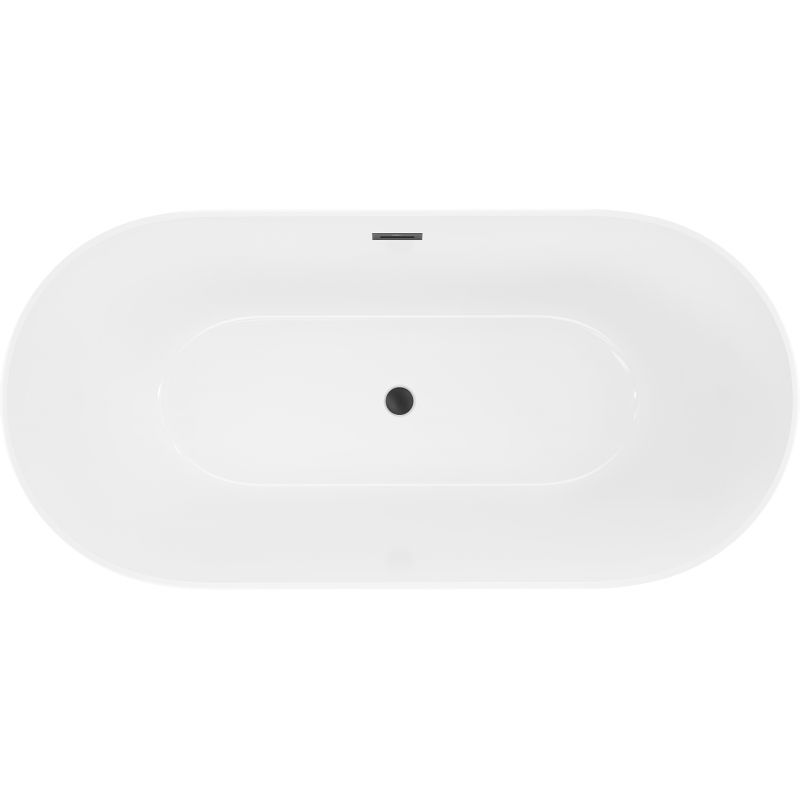 Mexen Luna Slim volně stojící vana 170 x 75 cm, bílá, černý přepad - 52041707500-70