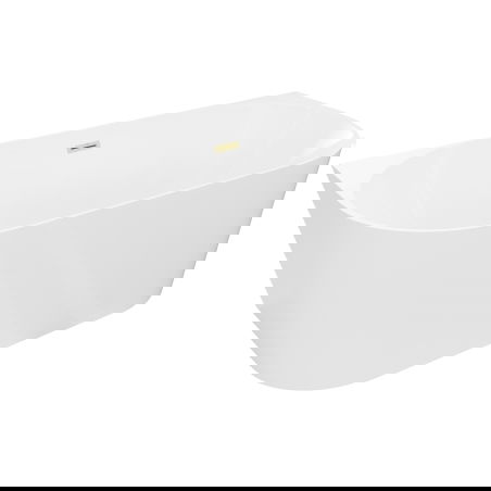 Mexen Oval Slim volně stojící nástěnná vana 170 x 80 cm, bílá, přepad zlatý kartáčovaný - 52661708000-55