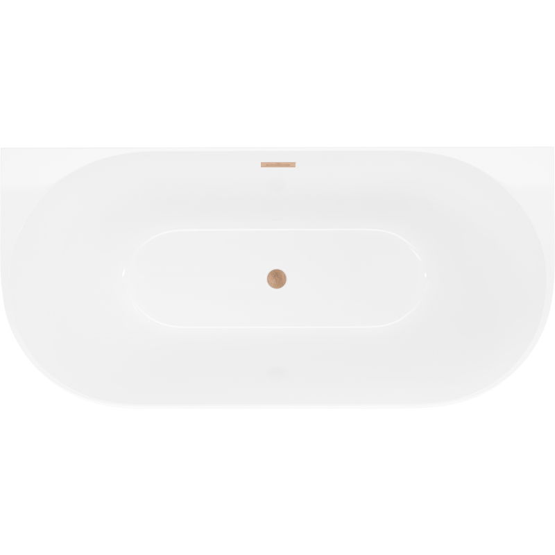 Mexen Oval Slim volně stojící přistěnná vana 170 x 80 cm, bílá, přepad kartáčovaný měď - 52661708000-65
