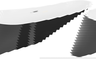 Mexen Dora volně stojící vana 150 x 75 cm, bílá/černá, přepad broušený nikl - 52071507575-97