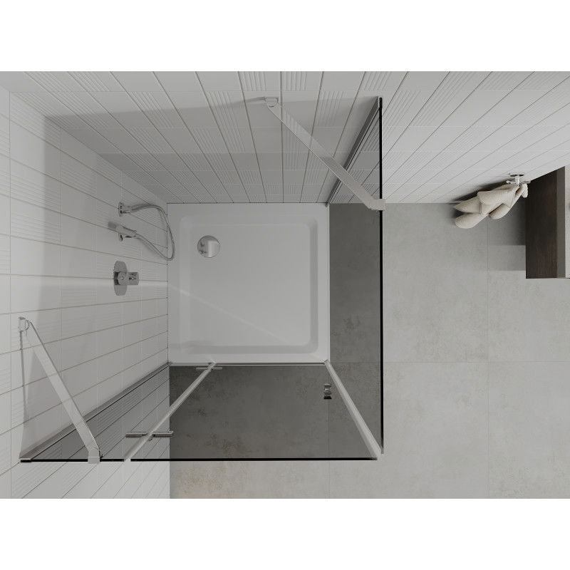 Mexen Roma sprchový kout posuvný 90 x 90 cm, grafit, chrom + sprchová vanička Flat, bílá - 854-090-090-01-40-4010