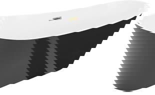 Mexen Dora volně stojící vana 160 x 75 cm, bílá/černá, přepad zlatý - 52071607575-50