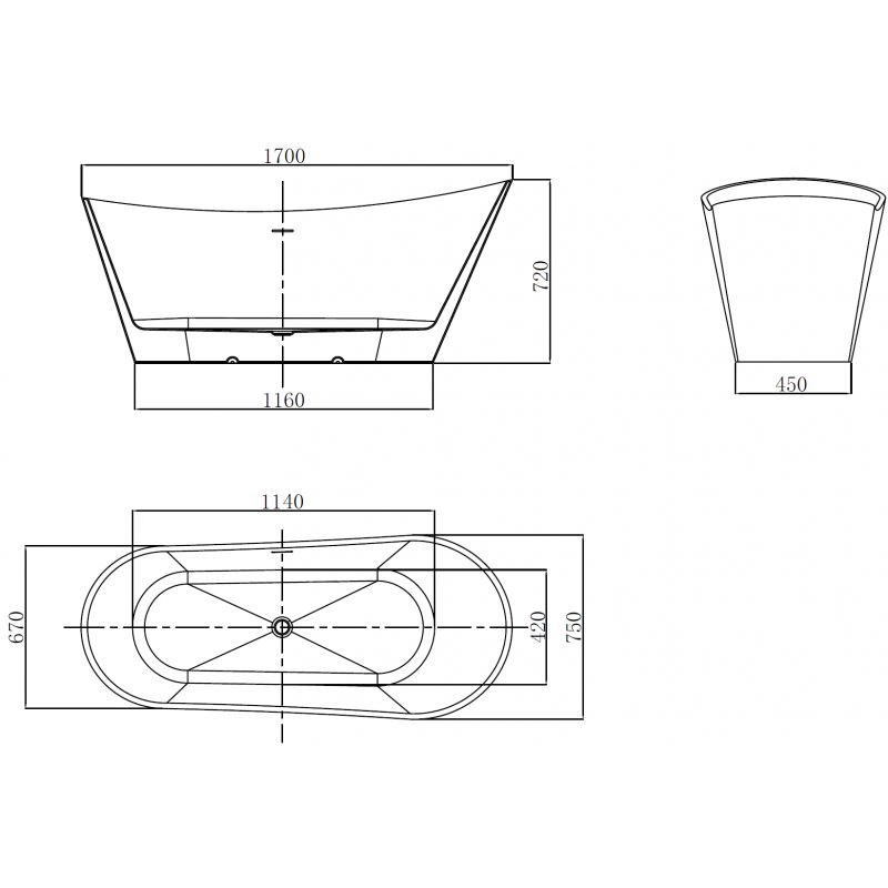 Mexen Dora volně stojící vana 170 x 75 cm, bílá, přepad růžové zlato - 52071707500-60