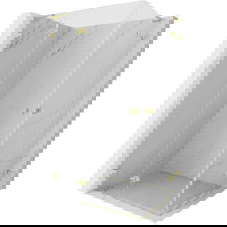 Mexen Lunar L Duo sprchová kabina otevíratelná levá 95 x 75 cm, transparentní, zlatá kartáčovaná - 834L-095L-075P-55-00