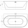 Mexen Luna Slim volně stojící vana 170 x 75 cm, bílá, přepad chrom - 52041707500-01