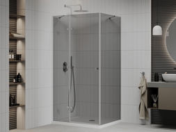 Mexen Roma sprchový kout s otevíracími dveřmi 100 x 80 cm, grafit, chrom + vanička Flat, bílá - 854-100-080-01-40-4010