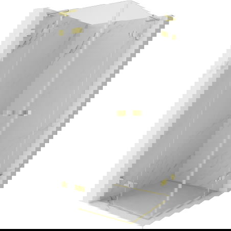 Mexen Lunar L Duo otočná sprchová kabina 95 x 95 cm, transparentní, zlatá kartáčovaná - 834L-095L-095P-55-00