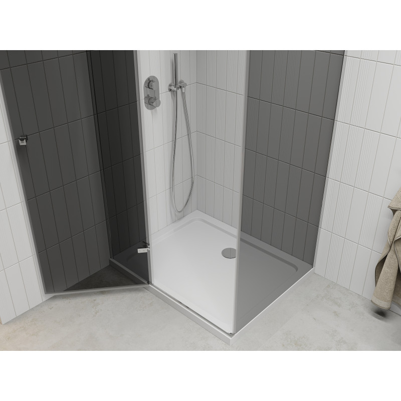 Mexen Roma sprchový kout otočný 100 x 90 cm, grafit, chrom + vanička Flat, bílý - 854-100-090-01-40-4010