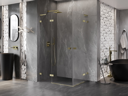 Mexen Lunar L Duo sprchová kabina otevíraná vlevo 100 x 80 cm, transparentní, zlatá kartáčovaná - 834L-100L-080P-55-00