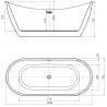 Mexen Lotos volně stojící vana 150 x 75 cm, bílá/černá, černý přepad - 52051507775-70