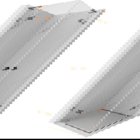 Mexen Lunar L Duo otočná sprchová kabina 80 x 80 cm, průhledná, růžové zlato - 834L-080L-080P-60-00