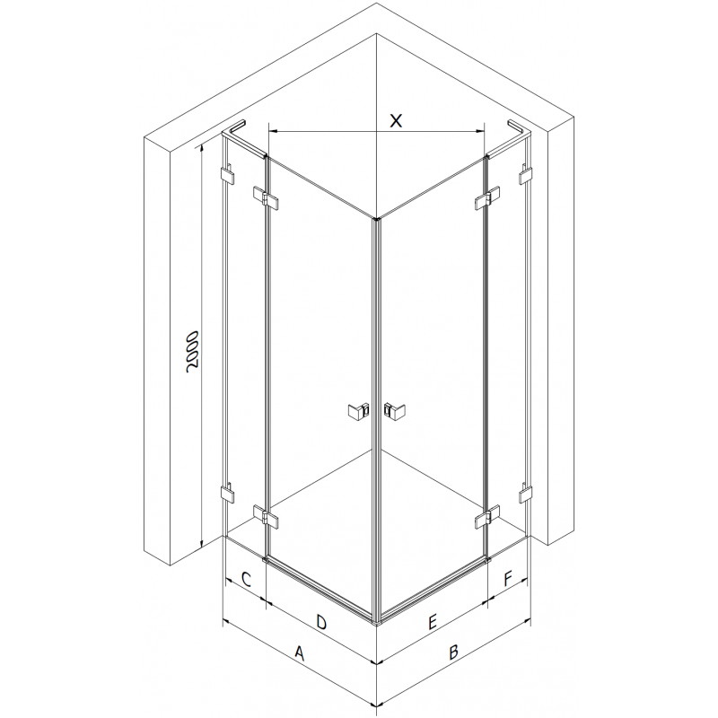 Mexen Lunar L Duo sprchový kout s otočnými dveřmi vlevo 100 x 90 cm, transparentní, růžové zlato - 834L-100L-090P-60-00