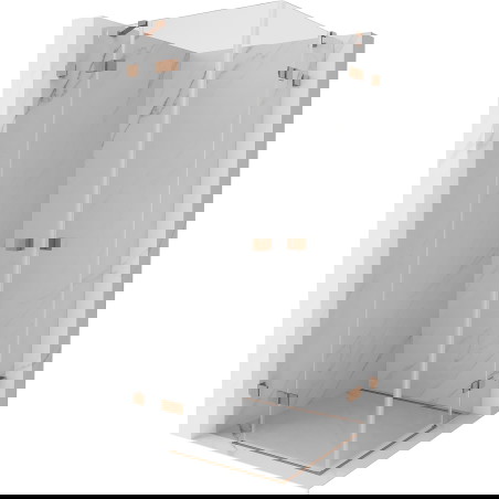 Mexen Lunar Duo sprchová kabina otevíratelná 85 x 85 cm, transparentní, kartáčovaná měď - 834-085L-085P-65-00