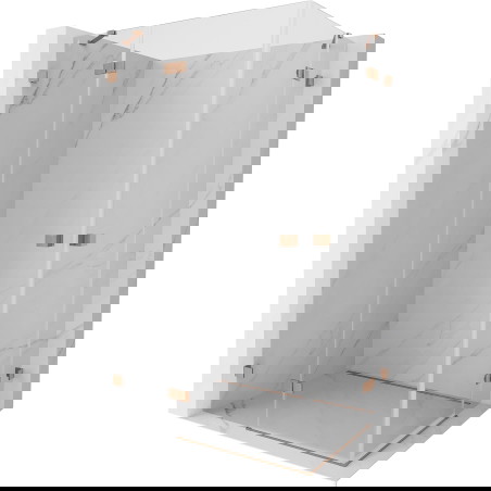 Mexen Lunar Dvojitá sprchová kabina s levým otevíráním 90 x 70 cm, transparentní, kartáčovaná měď