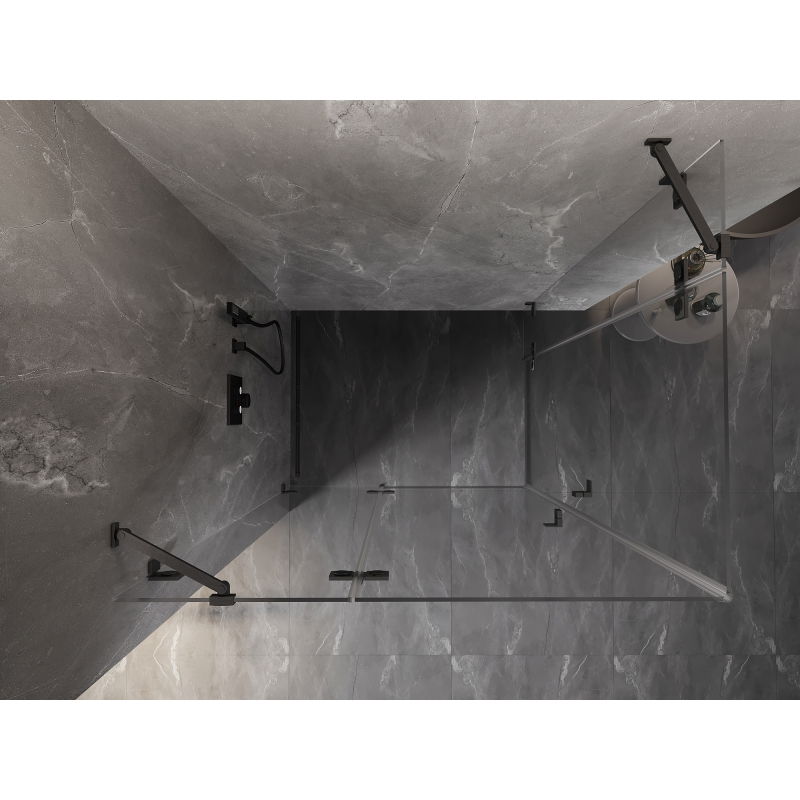 Mexen Lunar Duo sprchová kabina výklopná levá 90 x 75 cm, transparentní, kartáčovaná gun gray - 834-090L-075P-66-00