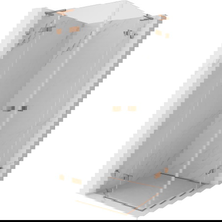 Mexen Lunar L Duo sprchová kabina otevíravá 70 x 70 cm, transparentní, kartáčovaná měď - 834L-070L-070P-65-00