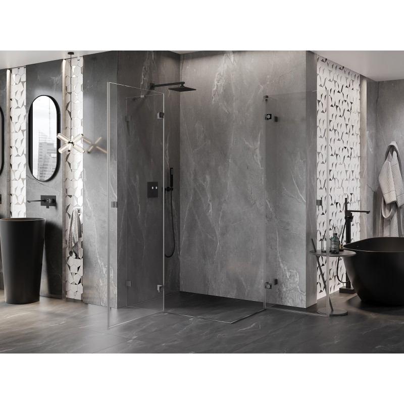 Mexen Lunar Duo sprchová kabina otočná levá 100 x 75 cm, transparentní, kartáčovaná gun gray - 834-100L-075P-66-00