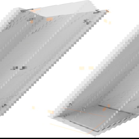 Mexen Lunar L Duo sprchová kabina otočná levá 90 x 85 cm, transparentní, kartáčovaná měď - 834L-090L-085P-65-00