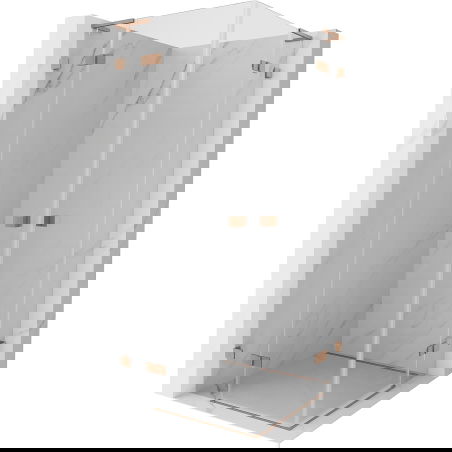 Mexen Lunar L Duo sprchový kout s otočnými dveřmi 95 x 95 cm, transparentní, kartáčovaná měď - 834L-095L-095P-65-00