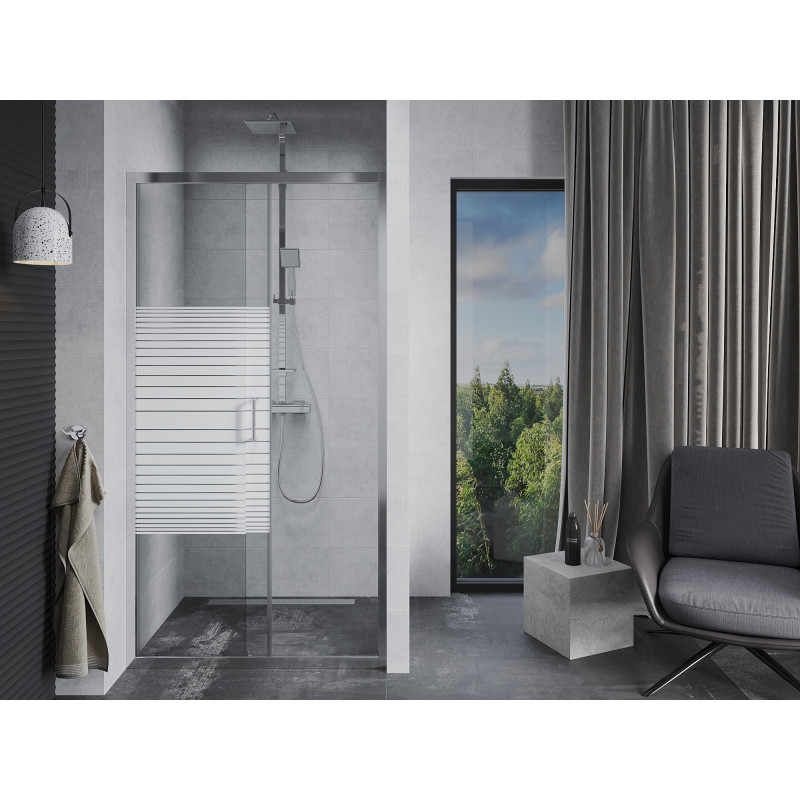 Mexen Apia posuvné sprchové dveře 140 cm, pruhy, chrom - 845-140-000-01-20
