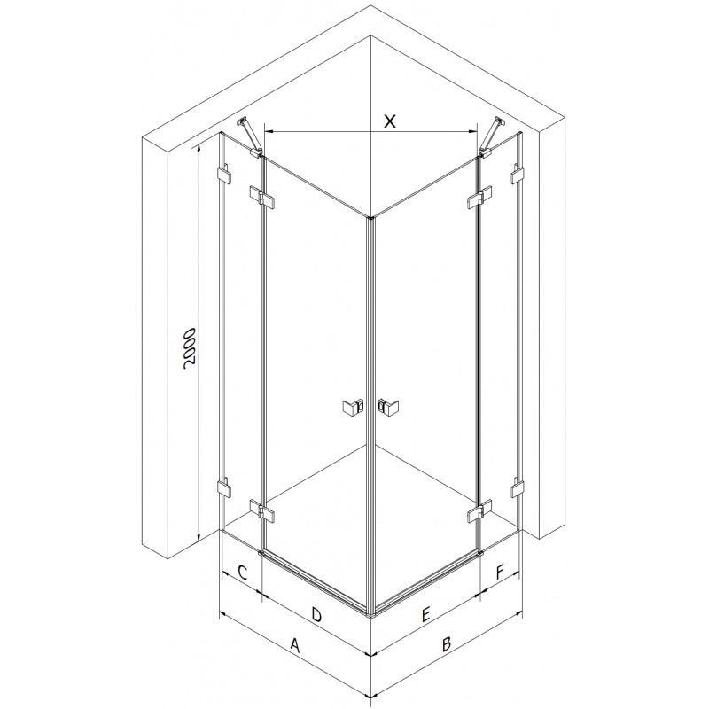 Mexen Lunar Duo sprchový kout s otevíracími dveřmi vlevo 80 x 75 cm, transparentní, gun metal - 834-080L-075P-95-00