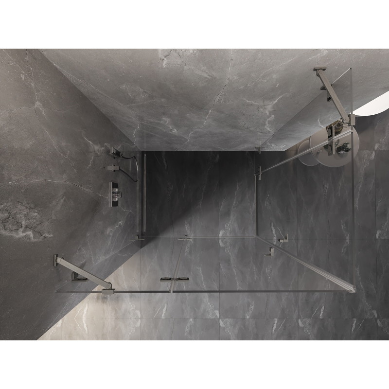 Mexen Lunar Duo sprchová kabina vyklápěcí levá 95 x 90 cm, transparentní, kartáčovaný nikl - 834-095L-090P-97-00