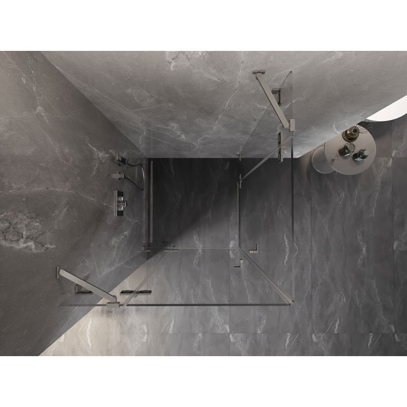 Mexen Lunar Duo sprchový kout otevírací 110 x 110 cm, průhledný, kartáčovaný nikl - 834-110L-110P-97-00