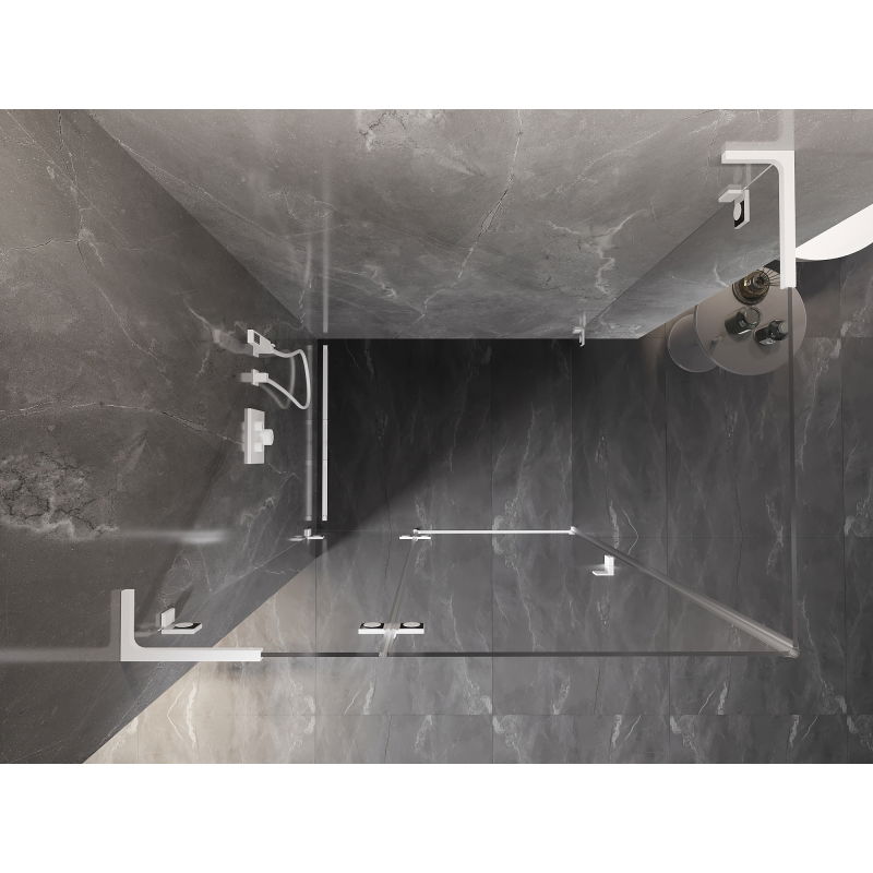 Mexen Lunar L sprchová kabina otočná vlevo 80 x 70 cm, čirá, bílá - 834L-080-070-20-00-L