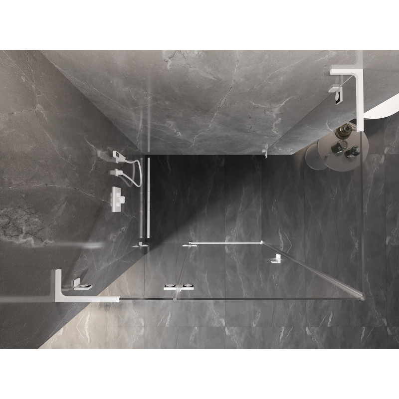 Mexen Lunar L sprchový kout levý otevírací 90 x 80 cm, transparentní, bílá - 834L-090-080-20-00-L