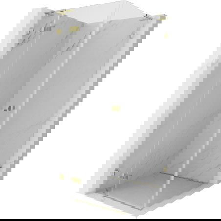 Mexen Lunar L sprchový kout s odklápěcími dveřmi levý 90 x 90 cm, transparentní, zlatá - 834L-090-090-50-00-L