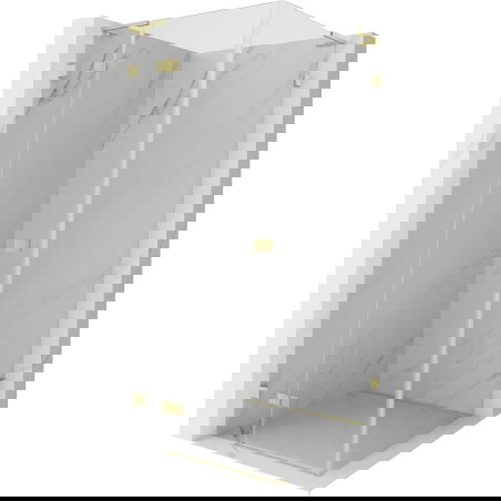 Mexen Lunar L sprchový kout otočný levý 80 x 80 cm, transparentní, zlatý kartáčovaný - 834L-080-080-55-00-L