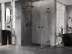 Mexen Lunar L Duo sprchový kout s otočnými dveřmi levý 100 x 85 cm, průhledný, černý - 834L-100L-085P-70-00