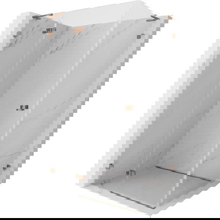 Mexen Lunar L sprchový kout levý otevírací 85 x 80 cm, transparentní, růžové zlato - 834L-085-080-60-00-L