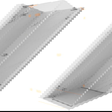 Mexen Lunar L sprchový kout výklopný levý 90 x 90 cm, transparentní, kartáčovaná měď - 834L-090-090-65-00-L