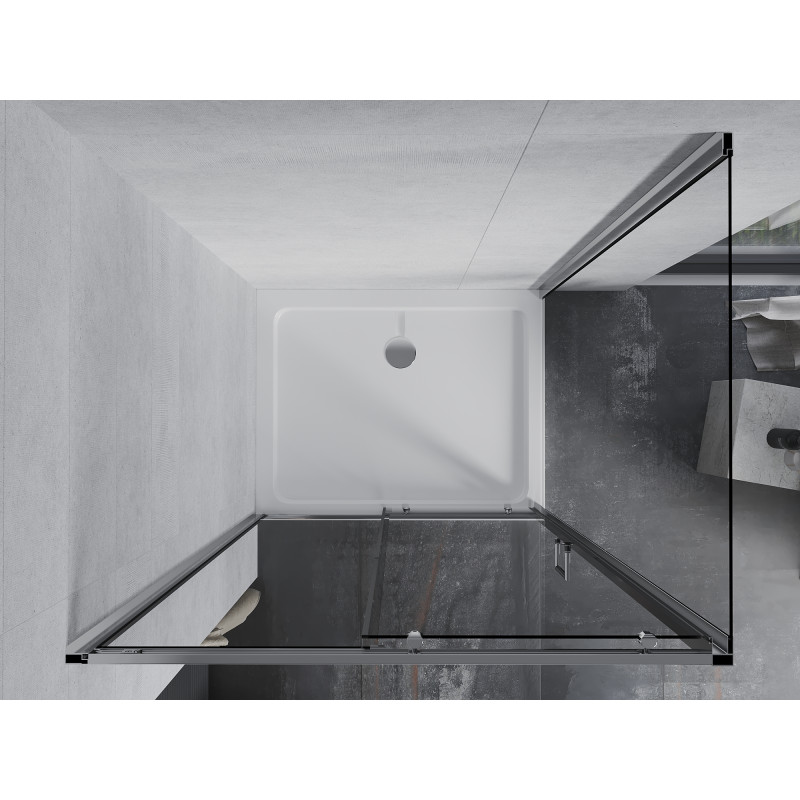 Mexen Apia posuvná sprchová kabina 140 x 90 cm, průhledná, chrom + Flat sprchová vanička - 840-140-090-01-00-4010